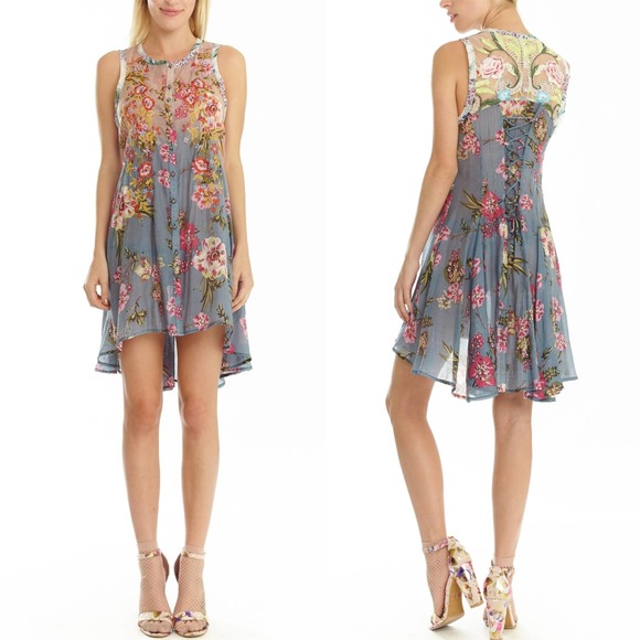 Aratta Silent Journey Tops - NWT Aratta Silent Journey Aurora Tunic Ombre Floral Embroidered Small H14392